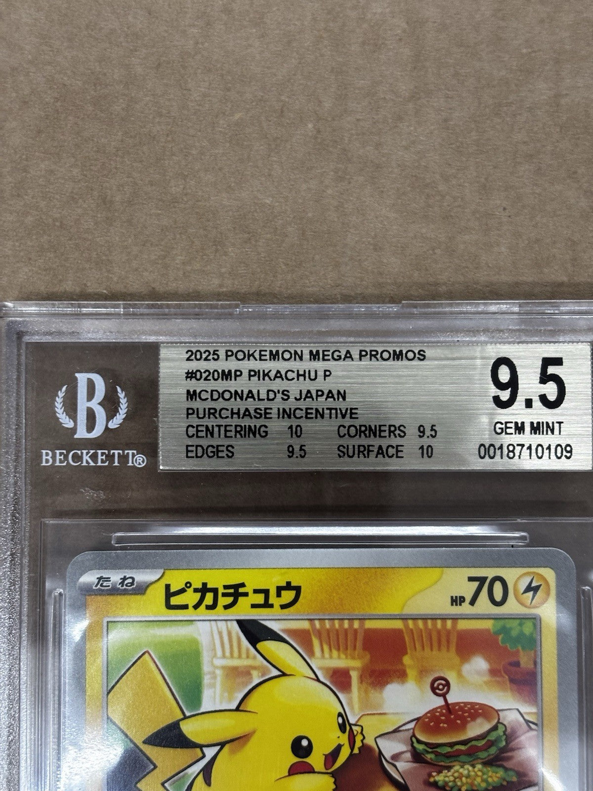 BGS 9.5 Gem Mint Pikachu McDonald’s Japan Promo 020/M-P