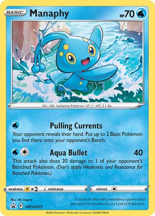 SWSH Black Star Promo Manaphy SWSH275 Cosmos Holo with Code Card