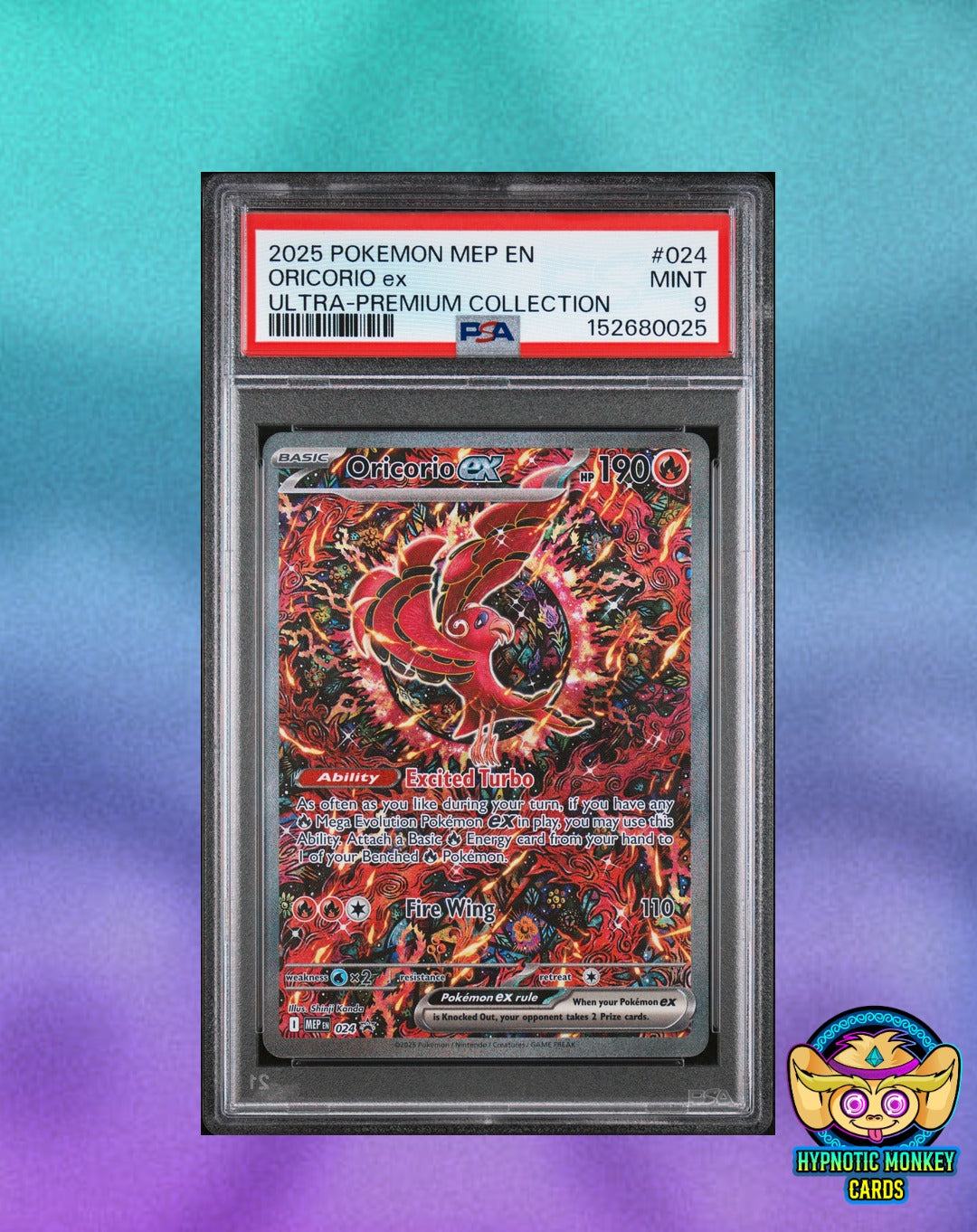 Pokemon ORICORIO ex 024 Me Black Star Promo PSA 9