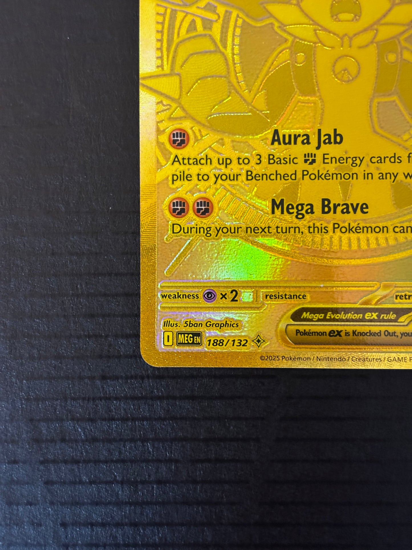 Pokemon Mega Lucario ex Gold Card (Mega Hyper Rare) 188/132 Mega Evolution