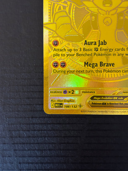 Pokemon Mega Lucario ex Gold Card (Mega Hyper Rare) 188/132 Mega Evolution