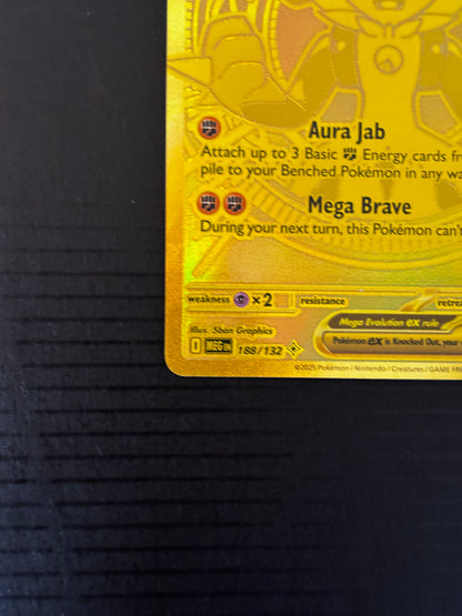 Pokemon Mega Lucario ex Gold Card (Mega Hyper Rare) 188/132 Mega Evolution