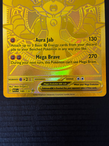 Pokemon Mega Lucario ex Gold Card (Mega Hyper Rare) 188/132 Mega Evolution