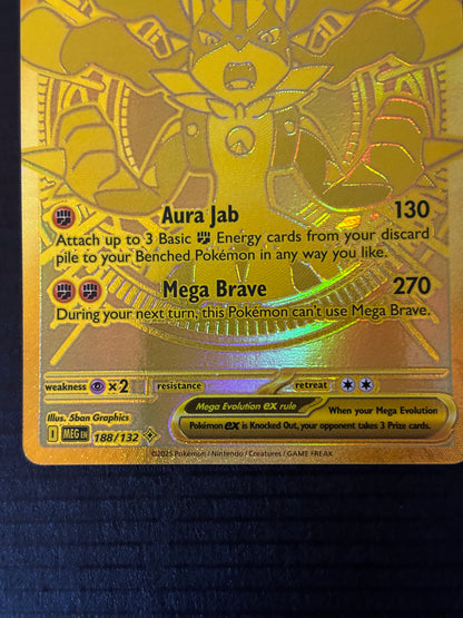 Pokemon Mega Lucario ex Gold Card (Mega Hyper Rare) 188/132 Mega Evolution
