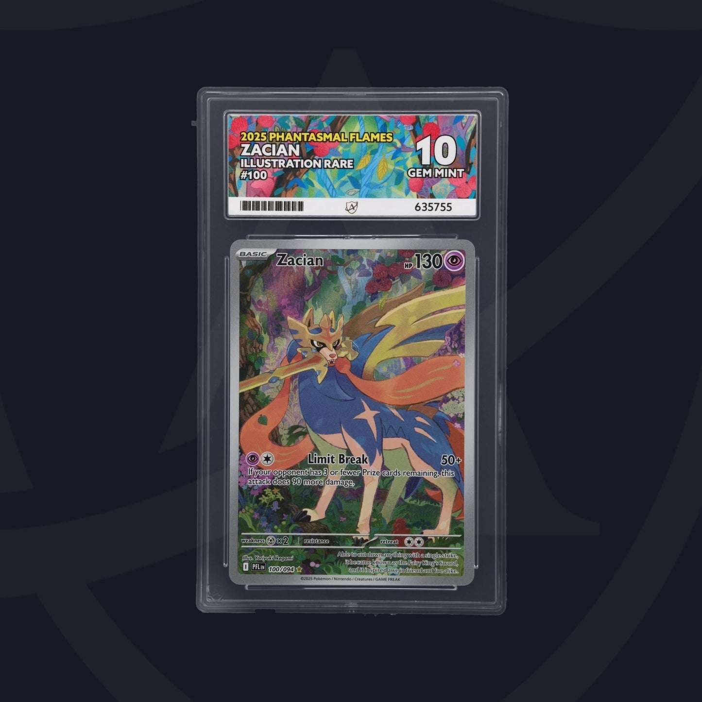 Zacian IR 100/094 Phantasmal Flames Ace 10 Subgrade 10s