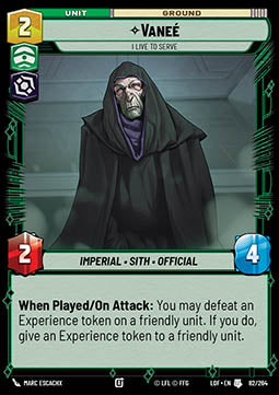 Vaneé, I Live to Serve (V.1) - Legends of the Force (Uncommon) [LOF-082]