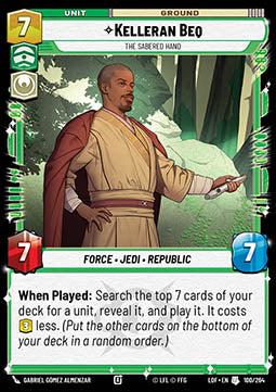 Kelleran Beq, The Sabered Hand (V.1) - Legends of the Force (Uncommon) [LOF-100]