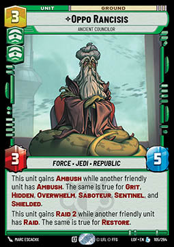 Oppo Rancisis, Ancient Councilor (V.1) - Legends of the Force (Legendary) [LOF-105]