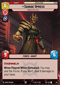 Savage Opress, Imbued With Hate (V.1) - Legends of the Force: Extras (Uncommon) [XLOF-401]