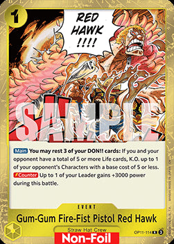 Gum-Gum Fire-Fist Pistol Red Hawk (OP11-114) - Learn Together Deck Set 01 (Rare) [LD01-OP11-114]