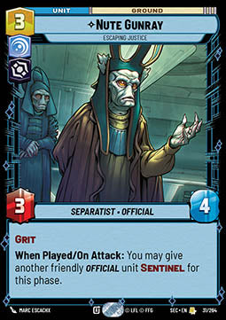 Nute Gunray, Escaping Justice (V.1) - Secrets of Power (Rare) [SEC-031]