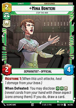 Mina Bonteri, Stop This War (V.1) - Secrets of Power (Uncommon) [SEC-094]