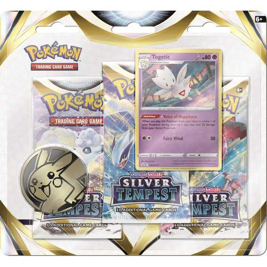 Silver Tempest 3 Pack Blister with Promo Pokemon TCG Sword and Shield